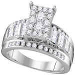 10kt White Gold Womens Round Diamond Rectangle Cluster Bridal Wedding Engagement Ring 7/8 Cttw - Size 6