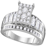 10kt White Gold Womens Round Diamond Rectangle Cluster Bridal Wedding Engagement Ring 7/8 Cttw - Size 8