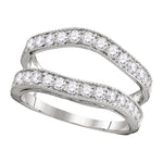 14kt White Gold Womens Round Diamond Ring Guard Wrap Solitaire Enhancer 1.00 Cttw