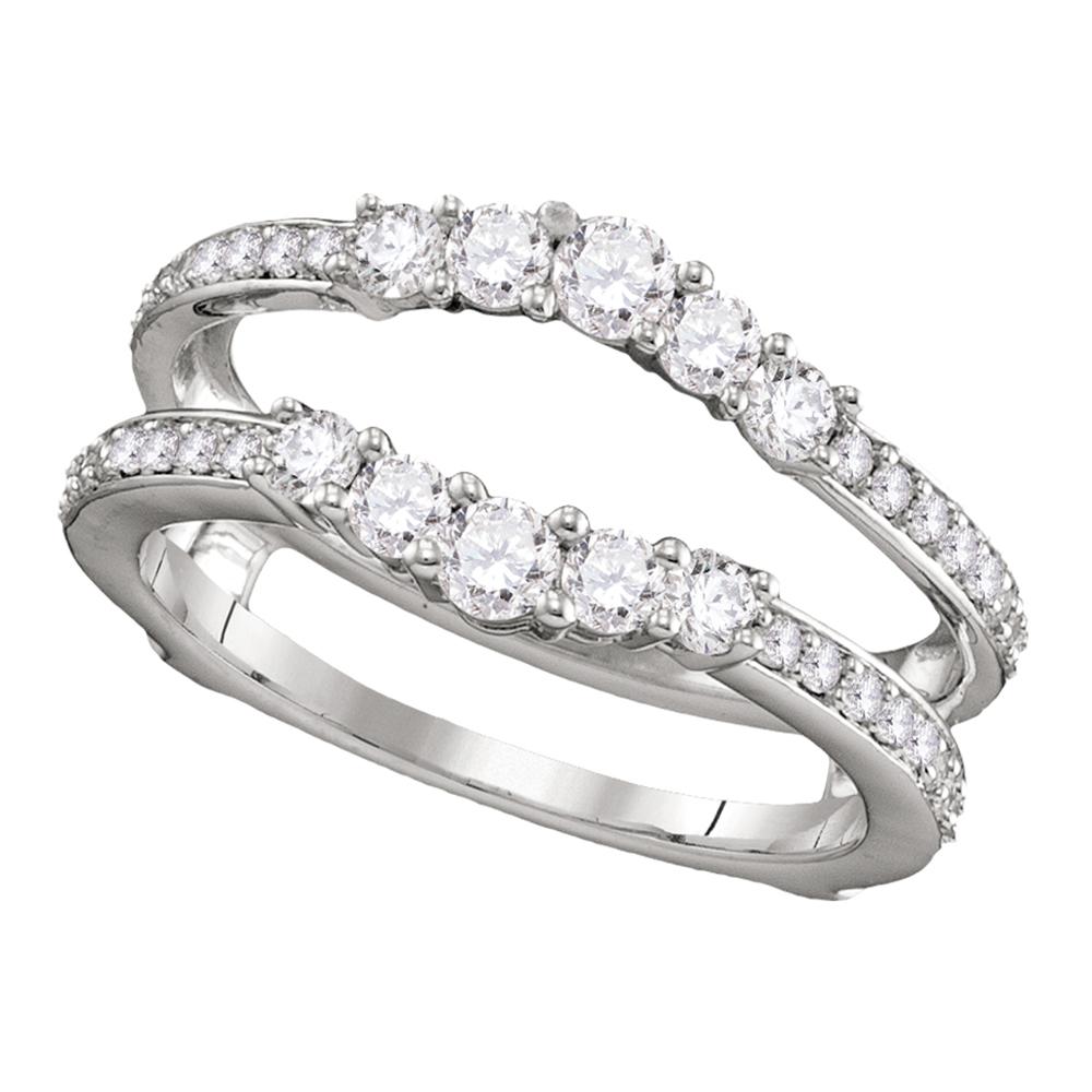 14kt White Gold Womens Round Diamond Ring Guard Wrap Solitaire Enhancer 3/4 Cttw