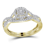 14kt Yellow Gold Womens Round Diamond Bridal Wedding Engagement Ring Band Set 1/2 Cttw