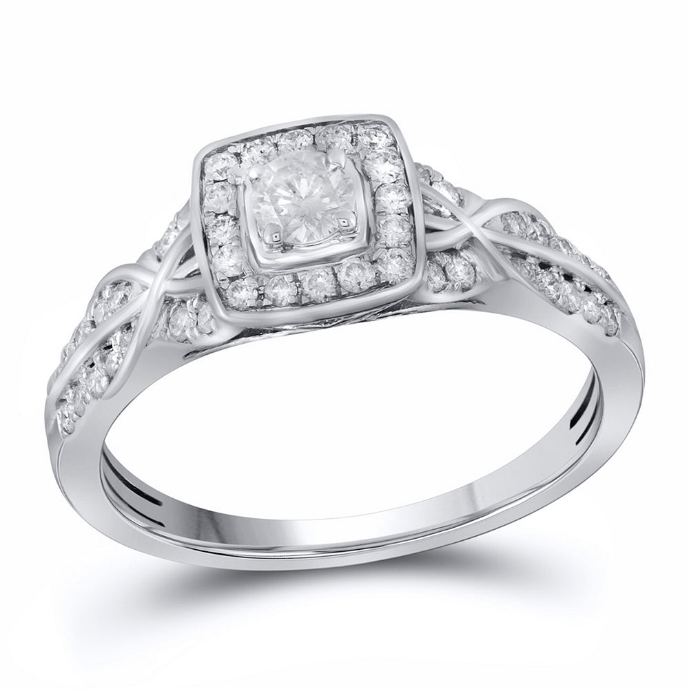 14kt White Gold Womens Round Diamond Solitaire Bridal Wedding Engagement Ring 1/2 Cttw
