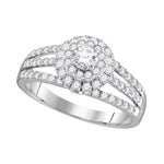14kt White Gold Womens Round Diamond Solitaire Halo Bridal Wedding Engagement Ring 1.00 Cttw (Certified)