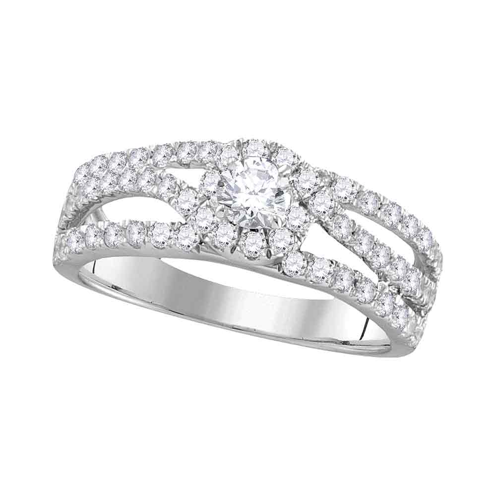 14kt White Gold Womens Round Diamond Solitaire Open Bridal Wedding Engagement Ring 1.00 Cttw