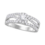 14kt White Gold Womens Round Diamond Solitaire Open Bridal Wedding Engagement Ring 1.00 Cttw