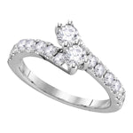 14kt White Gold Womens Round Diamond 2-stone Hearts Together Bridal Wedding Engagement Ring 3/4 Cttw (Certified)