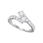 14kt White Gold Womens Round Diamond 2-stone Bridal Wedding Engagement Ring 1-1/2 Cttw