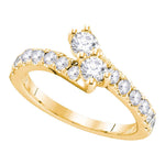14kt Yellow Gold Womens Round Diamond 2-stone Hearts Together Bridal Wedding Engagement Ring 1/2 Cttw (Certified)