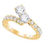 14kt Yellow Gold Womens Round Diamond 2-stone Bridal Wedding Engagement Ring 1.00 Cttw
