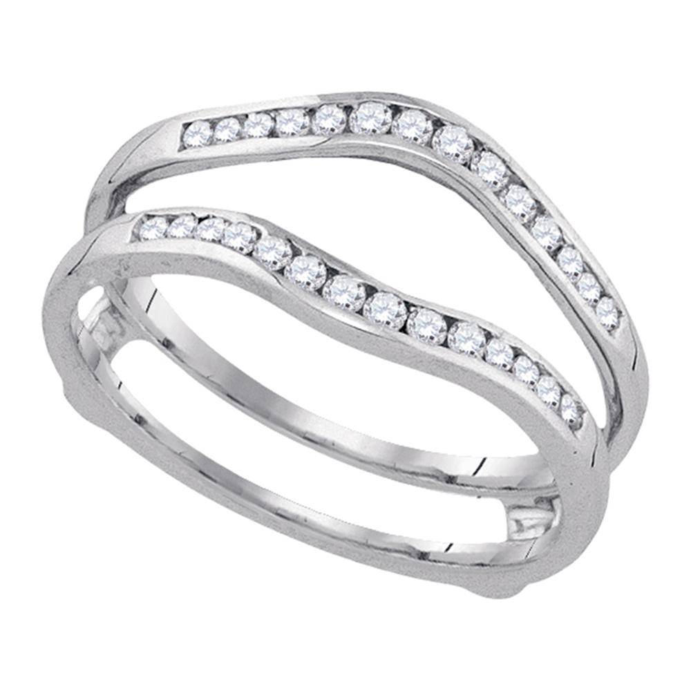 14k White Gold Womens Round Diamond Bridal Wedding Enhancer Band Wrap Ring 1/2 Cttw