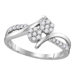 14kt White Gold Womens Round Diamond Double Cluster Bridal Wedding Engagement Ring 1/3 Cttw