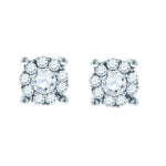 14kt White Gold Womens Round Diamond Framed Solitaire Stud Earrings 1.00 Cttw