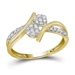 14kt Yellow Gold Womens Round Diamond Double Cluster Bridal Wedding Engagement Ring 1/3 Cttw