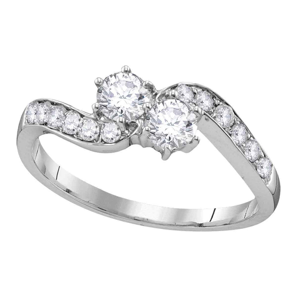 10kt White Gold Womens Round Diamond 2-stone Bridal Wedding Engagement Ring 5/8 Cttw