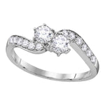 10kt White Gold Womens Round Diamond 2-stone Bridal Wedding Engagement Ring 5/8 Cttw