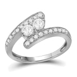 10kt White Gold Womens Round Diamond 2-stone Bridal Wedding Engagement Ring 5/8 Cttw
