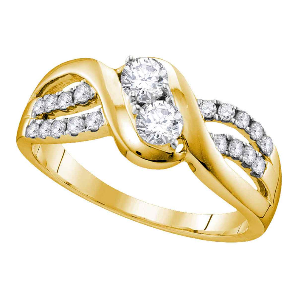 10kt Yellow Gold Womens Round Diamond 2-stone Bridal Wedding Engagement Ring 5/8 Cttw