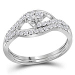 10kt White Gold Womens Round Diamond 2-Stone Bridal Wedding Engagement Ring Band Set 1/2 Cttw