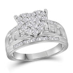 10kt White Gold Womens Round Diamond Heart Bridal Wedding Engagement Ring 1.00 Cttw
