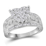 10kt White Gold Womens Round Diamond Heart Bridal Wedding Engagement Ring 1.00 Cttw