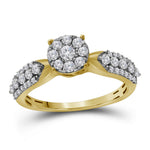 10kt Yellow Gold Womens Round Diamond Cluster Bridal Wedding Engagement Ring 5/8 Cttw