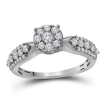 10kt White Gold Womens Round Diamond Cluster Bridal Wedding Engagement Ring 5/8 Cttw