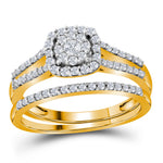 10kt Yellow Gold Womens Round Diamond Split-shank Bridal Wedding Engagement Ring Band Set 1/2 Cttw