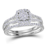 10kt White Gold Womens Round Diamond Bridal Wedding Engagement Ring Band Set 1/2 Cttw