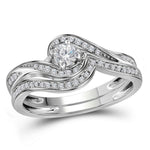 10kt White Gold Womens Round Diamond Bridal Wedding Engagement Ring Band Set 1/3 Cttw