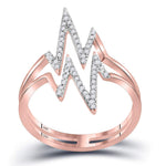 10kt Rose Gold Womens Round Diamond Double Heartbeat Ring 1/5 Cttw