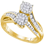 14kt Yellow Gold Womens Princess Round Diamond Soleil Bypass Bridal Wedding Engagement Ring 1/2 Cttw