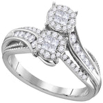 14kt White Gold Womens Princess Round Diamond Soleil Bypass Bridal Wedding Engagement Ring 1/2 Cttw