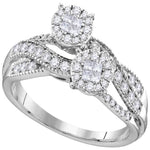 14kt White Gold Womens Princess Round Diamond Soleil Cluster Bridal Wedding Engagement Ring 1/2 Cttw