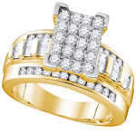 Yellow-tone Sterling Silver Womens Round Diamond Cluster Bridal Wedding Engagement Ring 1.00 Cttw