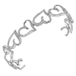 10kt White Gold Womens Round Diamond Heart Love Bangle Bracelet 1/8 Cttw