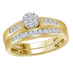 10kt Yellow Gold Womens Round Diamond Cluster Bridal Wedding Engagement Ring Band Set 3/8 Cttw