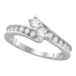 14kt White Gold Womens Round Diamond 2-stone Hearts Together Bridal Wedding Engagement Ring 3/4 Cttw (Certified)