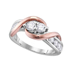 14kt White Gold Womens Round Diamond 2-stone Hearts Together Bridal Wedding Engagement Ring 1/2 Cttw (Certified)