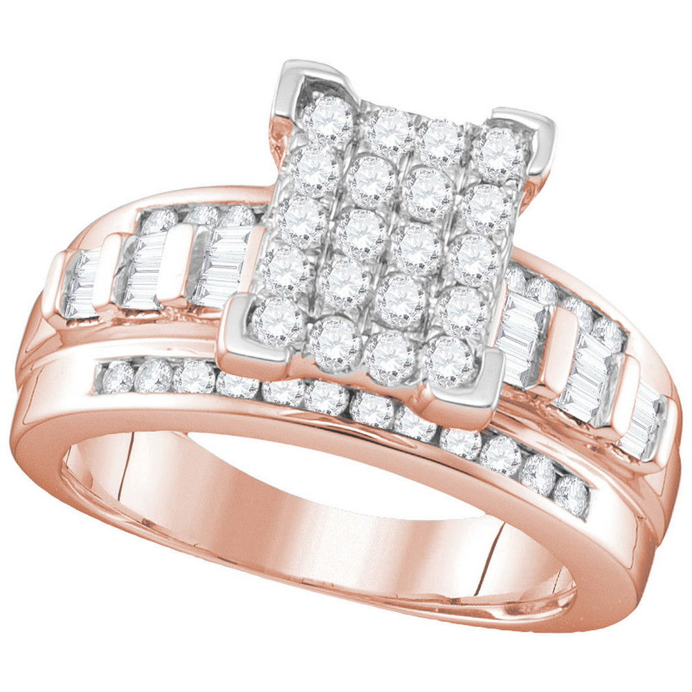 10kt Rose Gold Womens Round Diamond Cindy's Dream Cluster Bridal Wedding Engagement Ring 2.00 Cttw