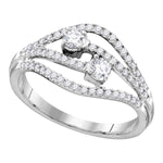 14kt White Gold Womens Round Diamond 2-stone Bridal Wedding Engagement Ring 1/2 Cttw