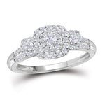 10kt White Gold Womens Round Diamond Cluster Bridal Wedding Engagement Ring 3/8 Cttw