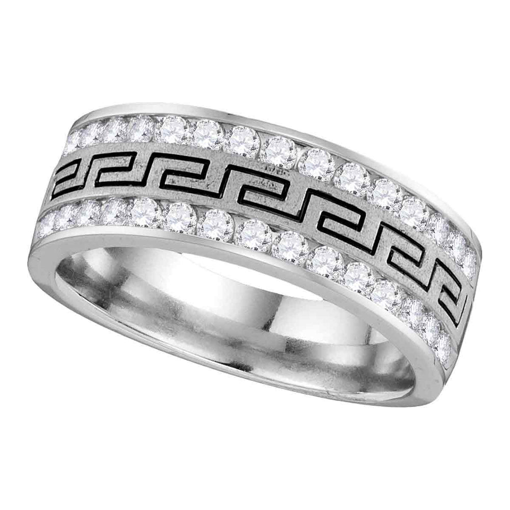 14k White Gold Mens Round Diamond Grecco Wedding Anniversary Band 1/2 Cttw