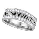 14k White Gold Mens Round Diamond Grecco Wedding Anniversary Band 1/2 Cttw