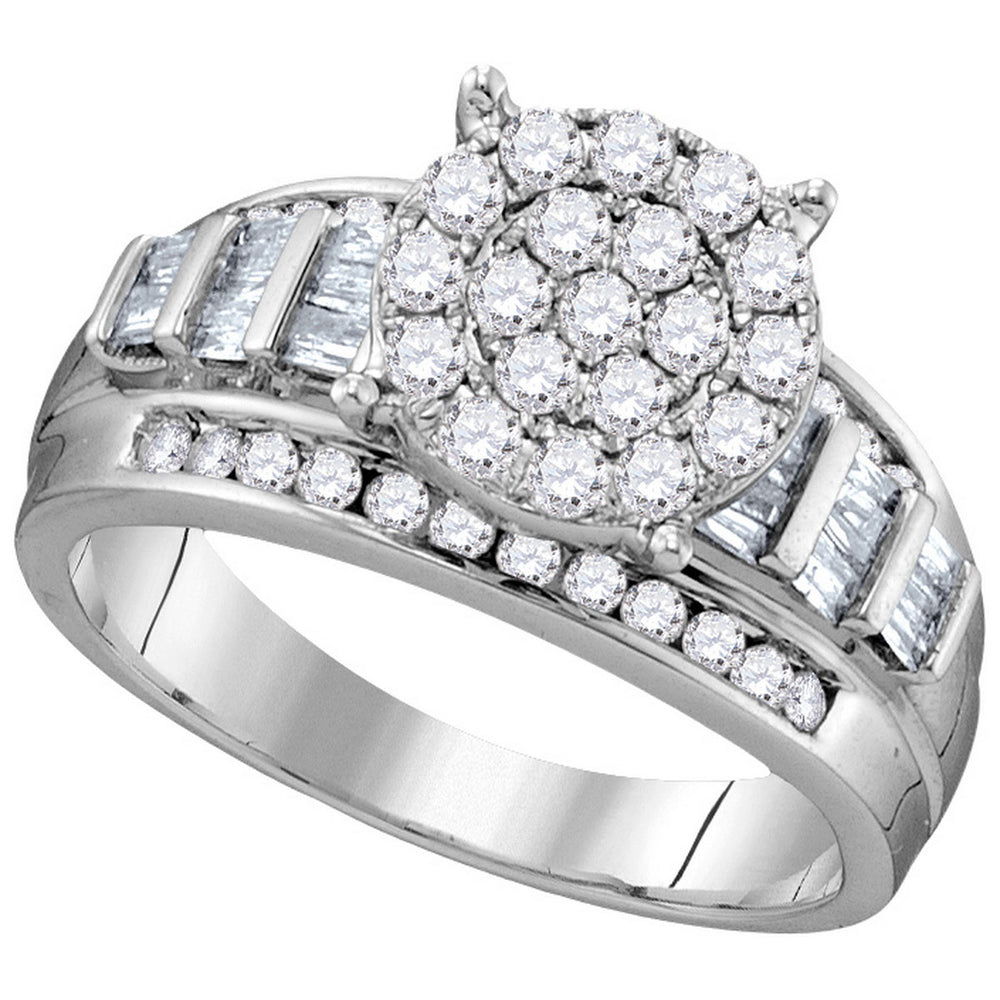 10kt White Gold Womens Round Diamond Cindys Dream Cluster Bridal Wedding Engagement Ring 1.00 Cttw - Size 8