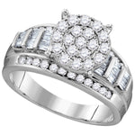 10kt White Gold Womens Round Diamond Cindys Dream Cluster Bridal Wedding Engagement Ring 1.00 Cttw - Size 8