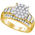 10kt Yellow Gold Womens Round Diamond Cindys Dream Cluster Bridal Wedding Engagement Ring 1.00 Cttw - Size 8