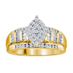 10kt Yellow Gold Womens Round Diamond Oval Cluster Bridal Wedding Engagement Ring 1/2 Cttw