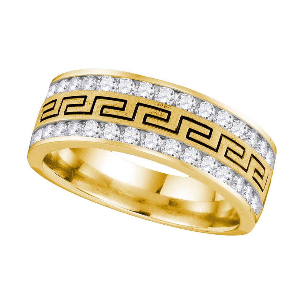 14kt Yellow Gold Mens Round Diamond Grecco Wedding Band Ring 1/4 Cttw
