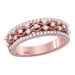 10kt Rose Gold Womens Round Diamond Roped Woven Band Ring 1/2 Cttw