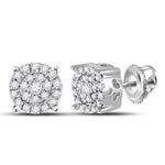 10kt White Gold Womens Round Diamond Cindys Dream Cluster Earrings 1/5 Cttw